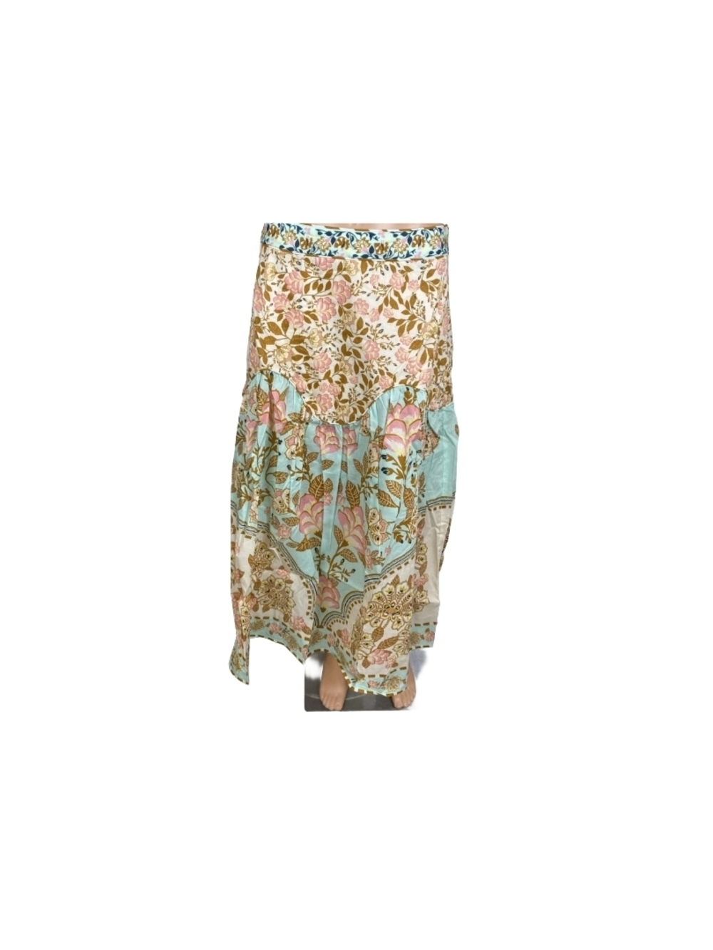 Farm Rio x Anthropologie Womens Drop Waist Floral Midi Skirt Size M Pastel Multi - Picture 3 of 6